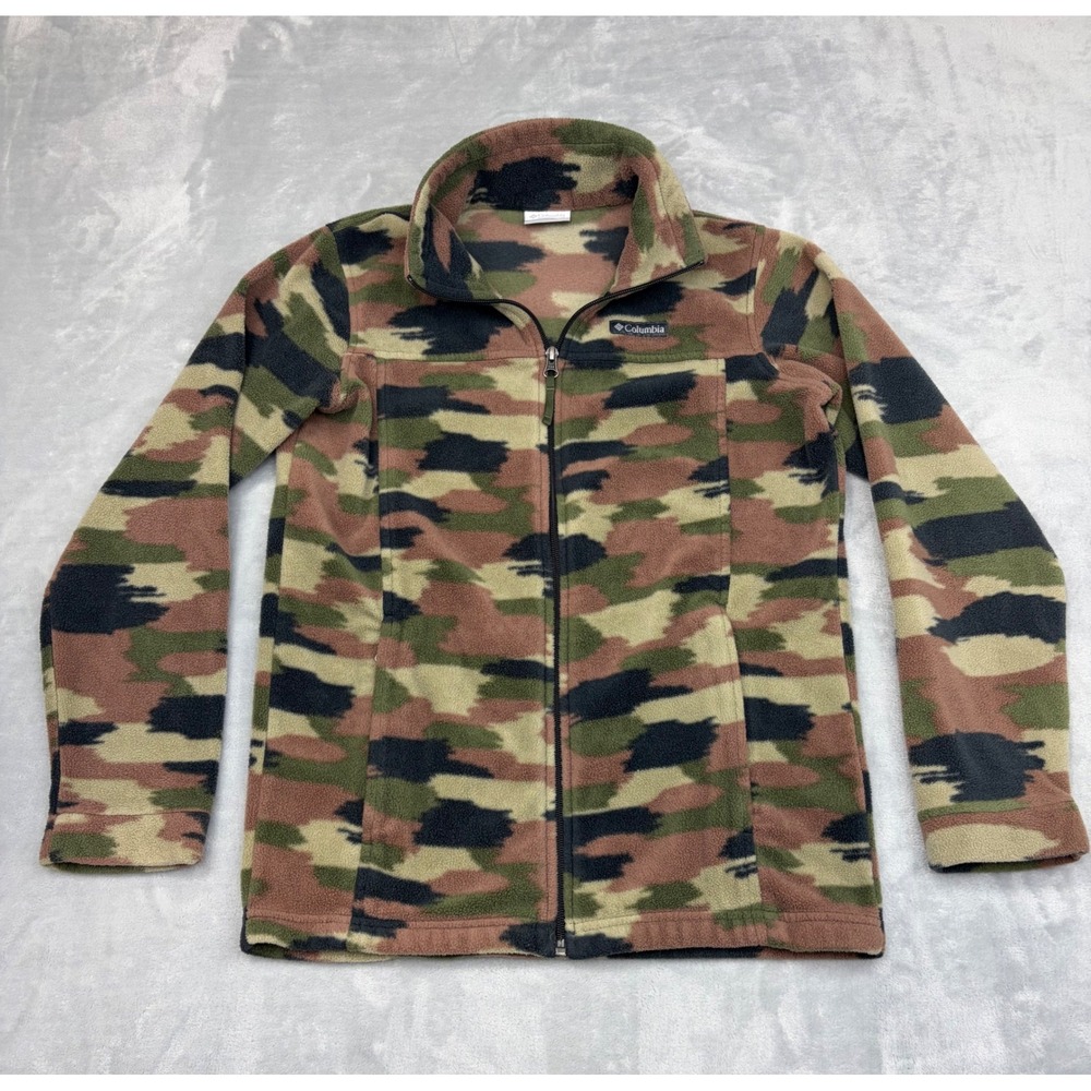Columbia Kids Fleece Camo Jacket Full Zip Large 14/16 Outdoors Hiking Hunting
